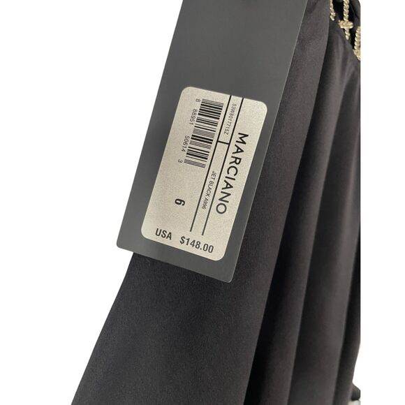 NWT Marciano Sleeveless Black V-neck Dress w/ Chain Accent - Size 6 - Picture 4 of 6